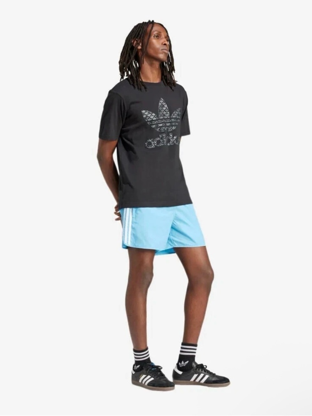 NWT Adidas Men’s Originals Sprinter 3 Stripe Shorts in Semi Blue Burst, Size XS